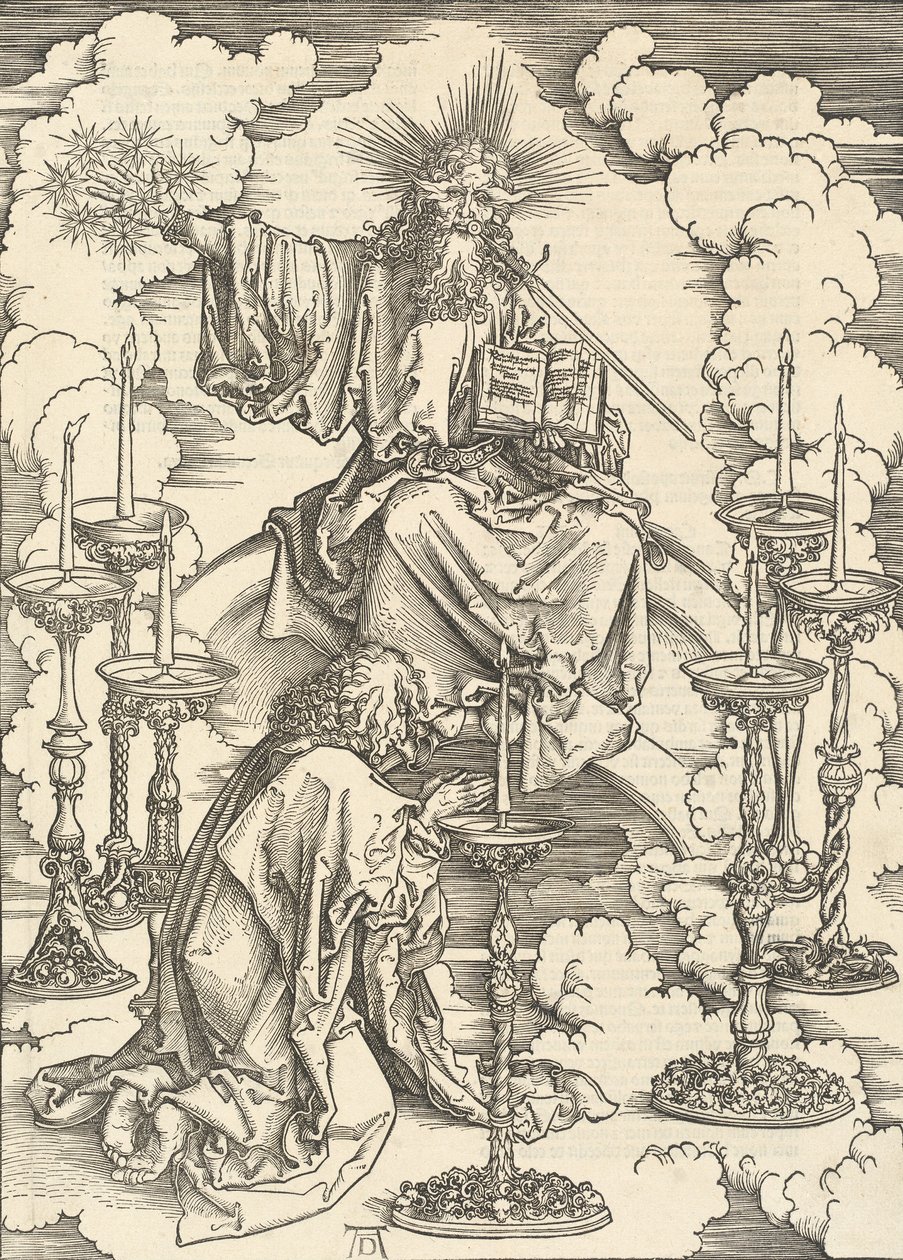 Het visioen van de zeven kandelaren, 1498 door Albrecht Dürer