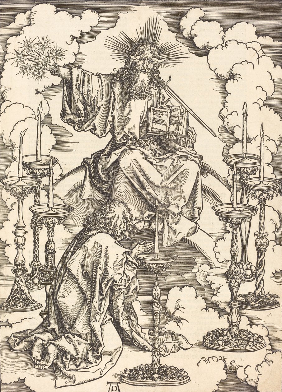 De visioen van de zeven kandelaars, waarschijnlijk ca. 1496-1498 door Albrecht Dürer