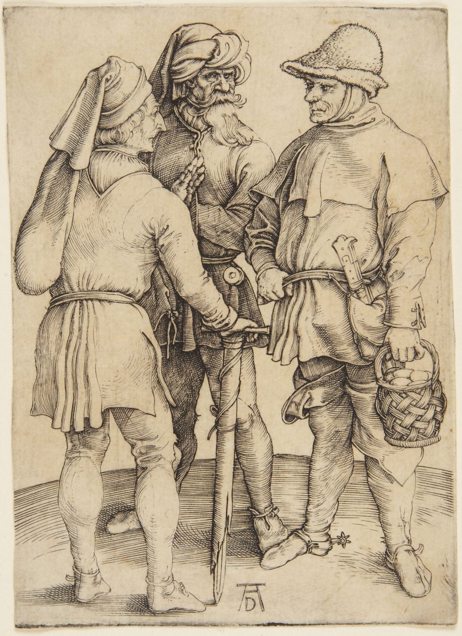 Drie boeren in gesprek door Albrecht Dürer