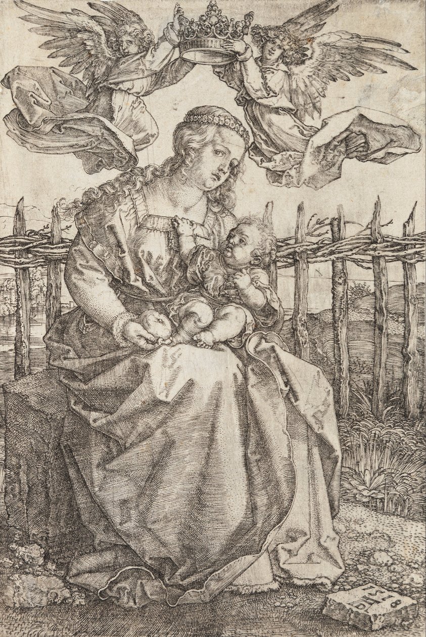 Maria gekroond door twee engelen door Albrecht Dürer