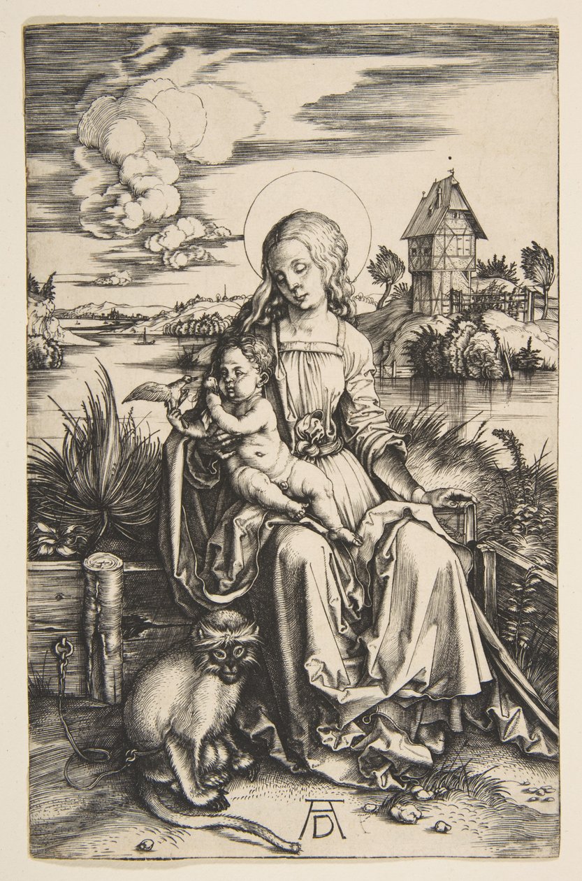 Maria met Kind en aap door Albrecht Dürer