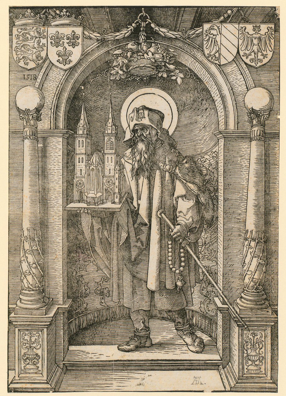 Wapen van Johannes Stabius met een lauwerkrans door Albrecht Dürer