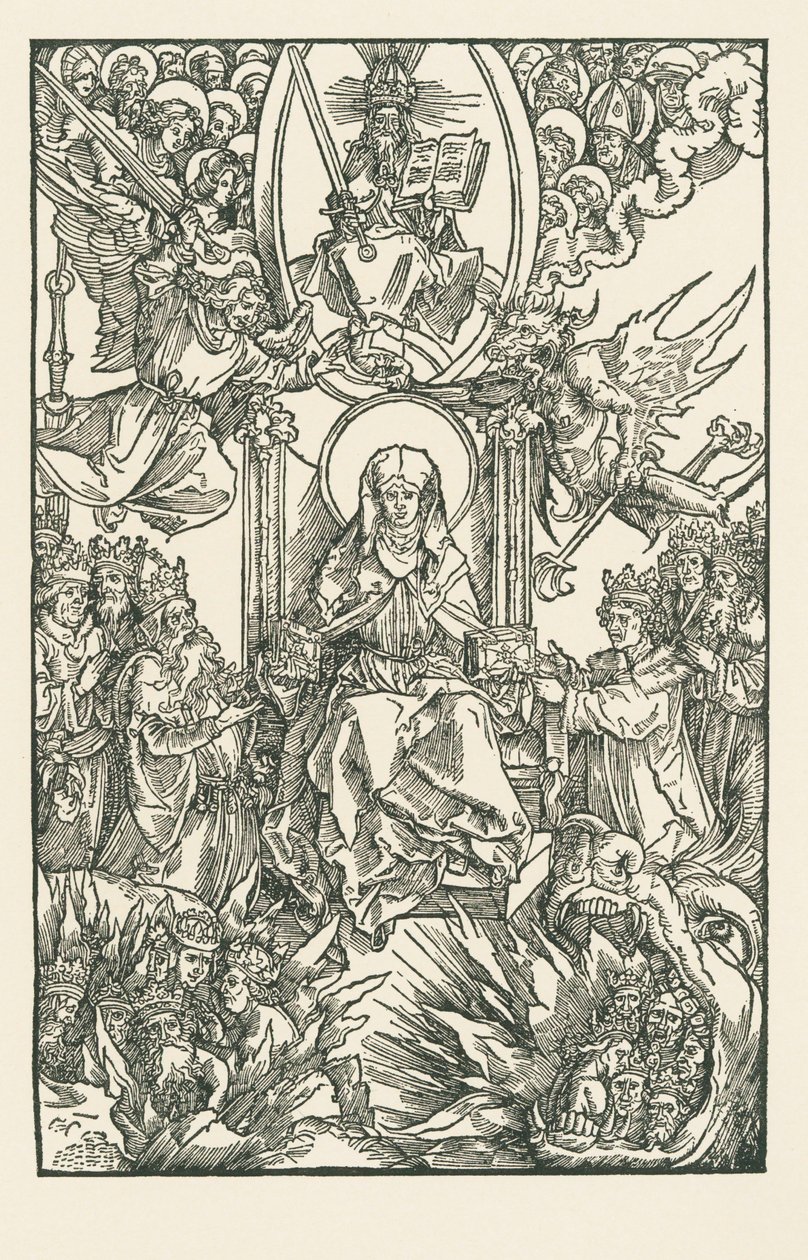 Birgitta geeft haar werken aan de keizer, koningen en prinsen door Albrecht Dürer or Duerer