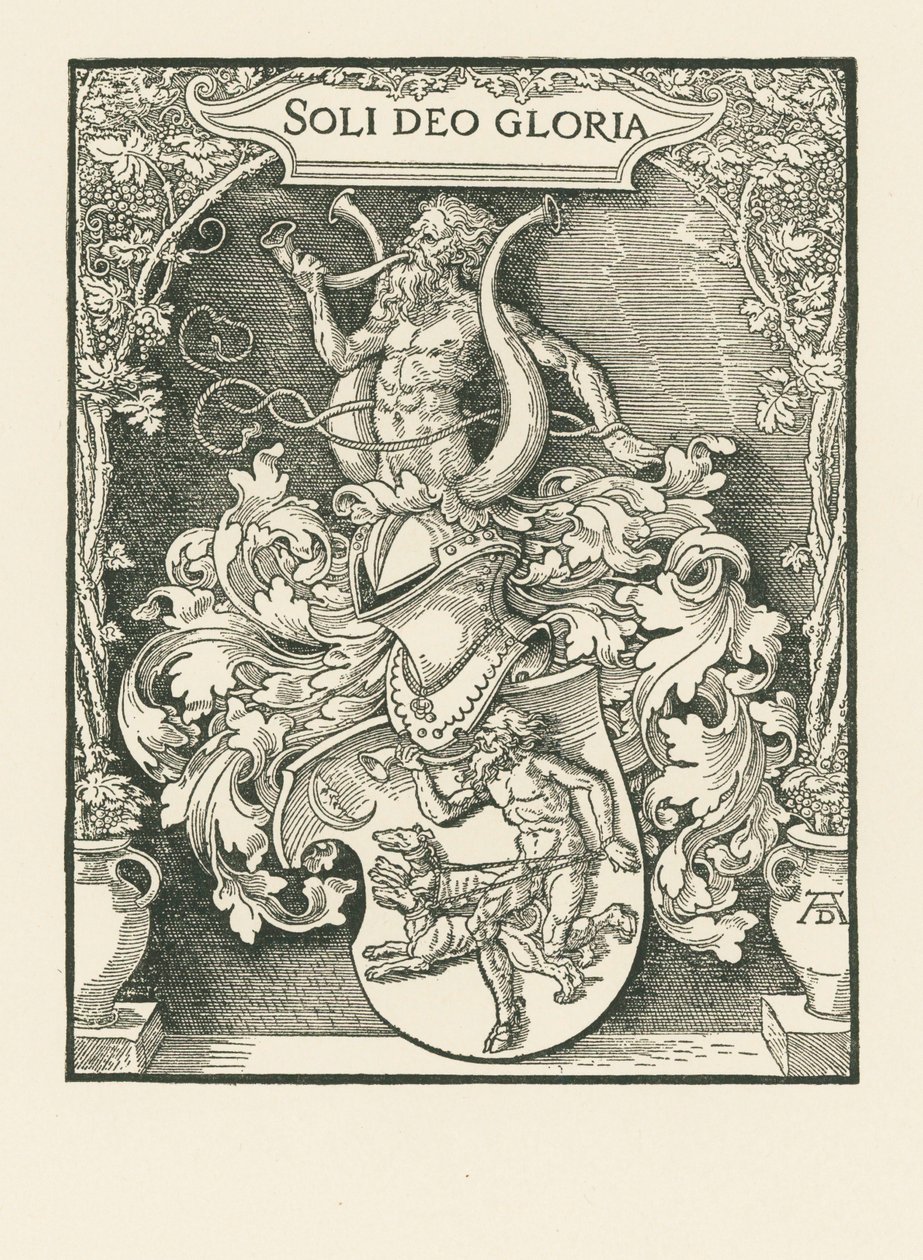 Wapen van Johann Tscherte, ca. 1518 (houtsnede) door Albrecht Dürer or Duerer