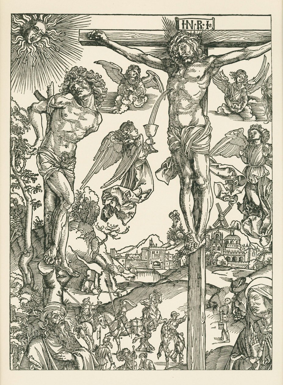 Kruisiging (De Grote Golgotha), ca. 1496-00 (houtsnede) door Albrecht Dürer or Duerer