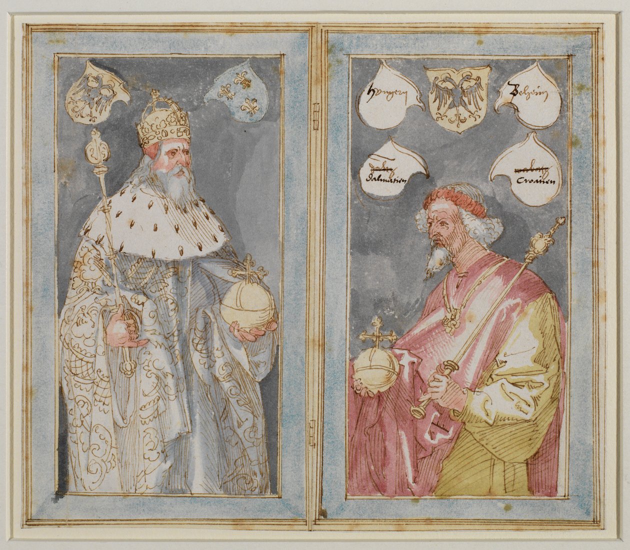 Keizers Karel de Grote en Sigismund, circa 1507 - 1510 door Albrecht Dürer