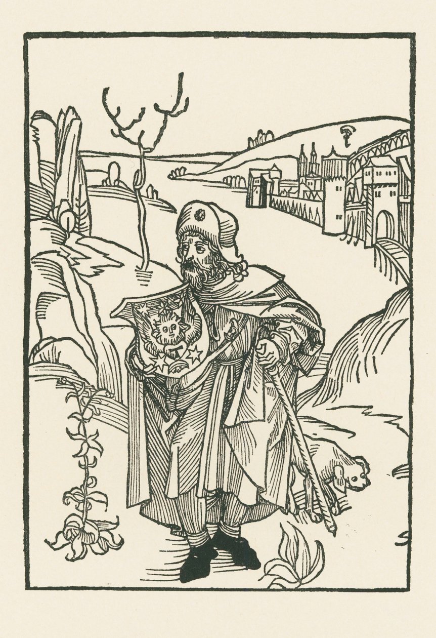 Jean Charlier de Gerson als pelgrim door Albrecht Dürer or Duerer