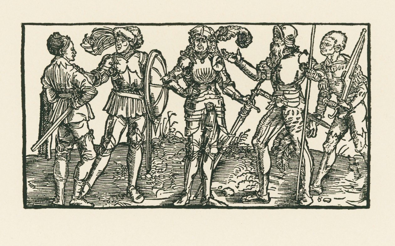 Ridders en soldaten door Albrecht Dürer or Duerer
