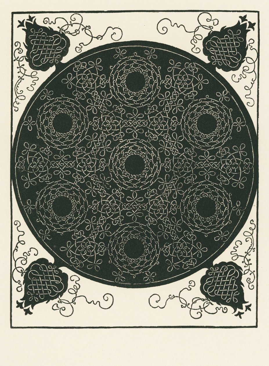 Knoop met kleine zwarte cirkel in het midden die zes keer wordt herhaald door Albrecht Dürer or Duerer