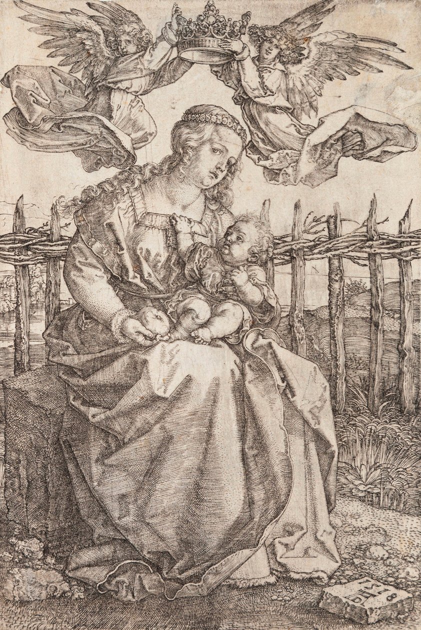 De Maagd Maria gekroond door twee engelen door Albrecht Dürer