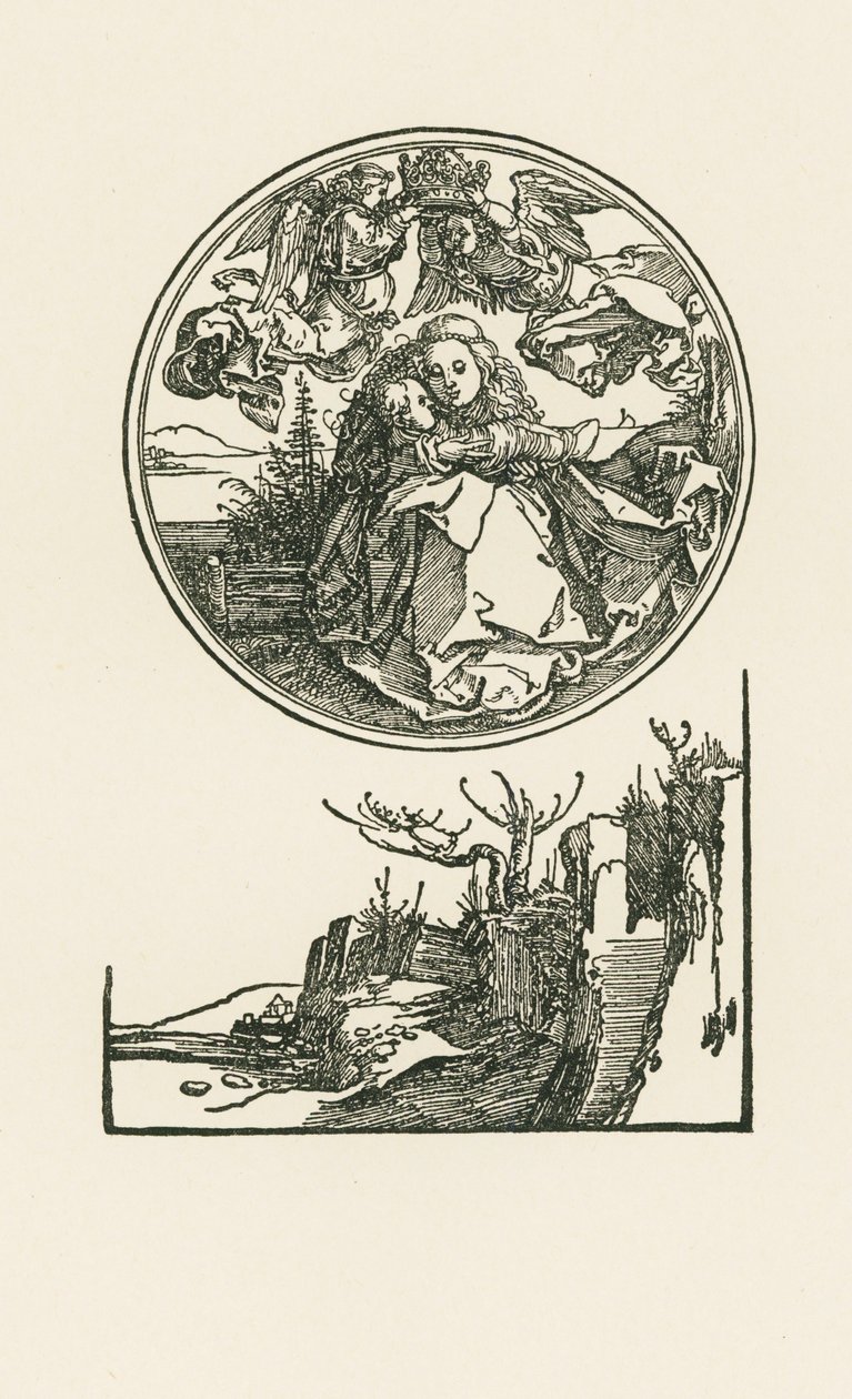 Madonna in een cirkel, ca. 1514 (houtsnede) door Albrecht Dürer or Duerer