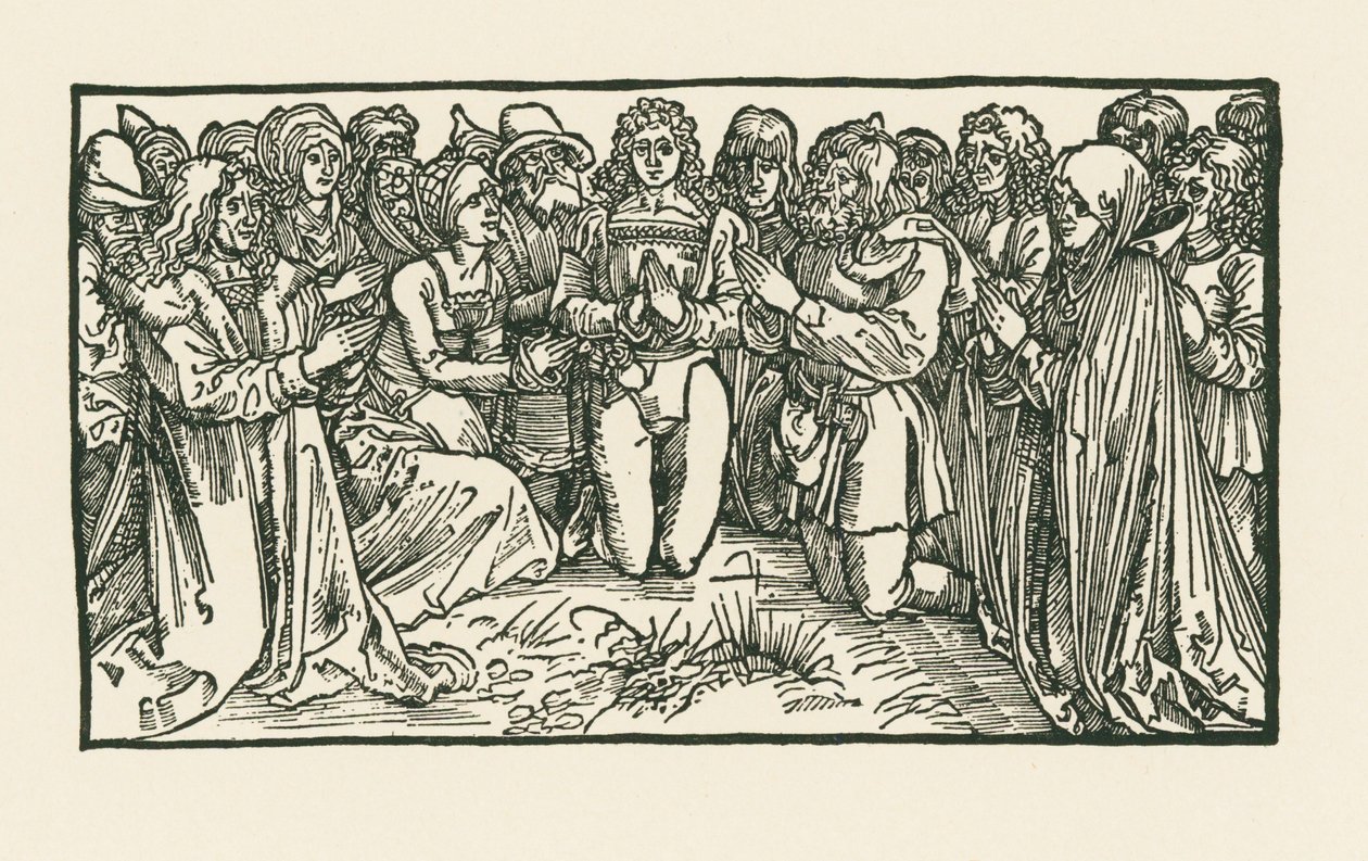 Mannen en vrouwen in gebed door Albrecht Dürer or Duerer