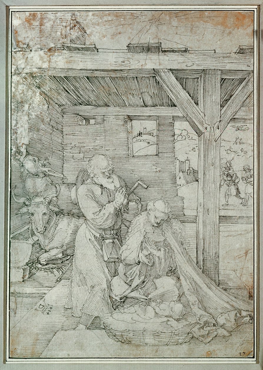 Geboorte (pen en inkt) door Albrecht Dürer or Duerer