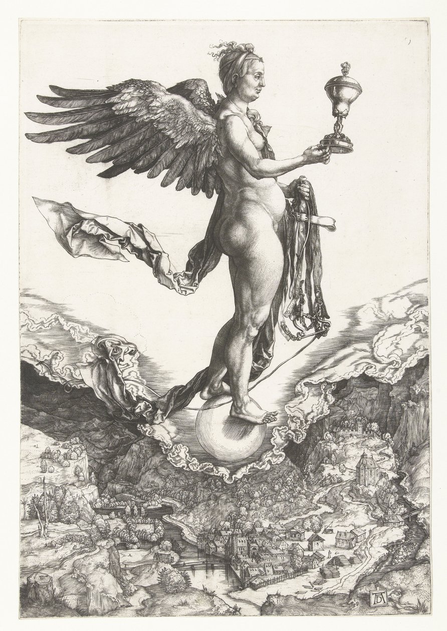Nemesis (Het grote fortuin) door Albrecht Dürer or Duerer