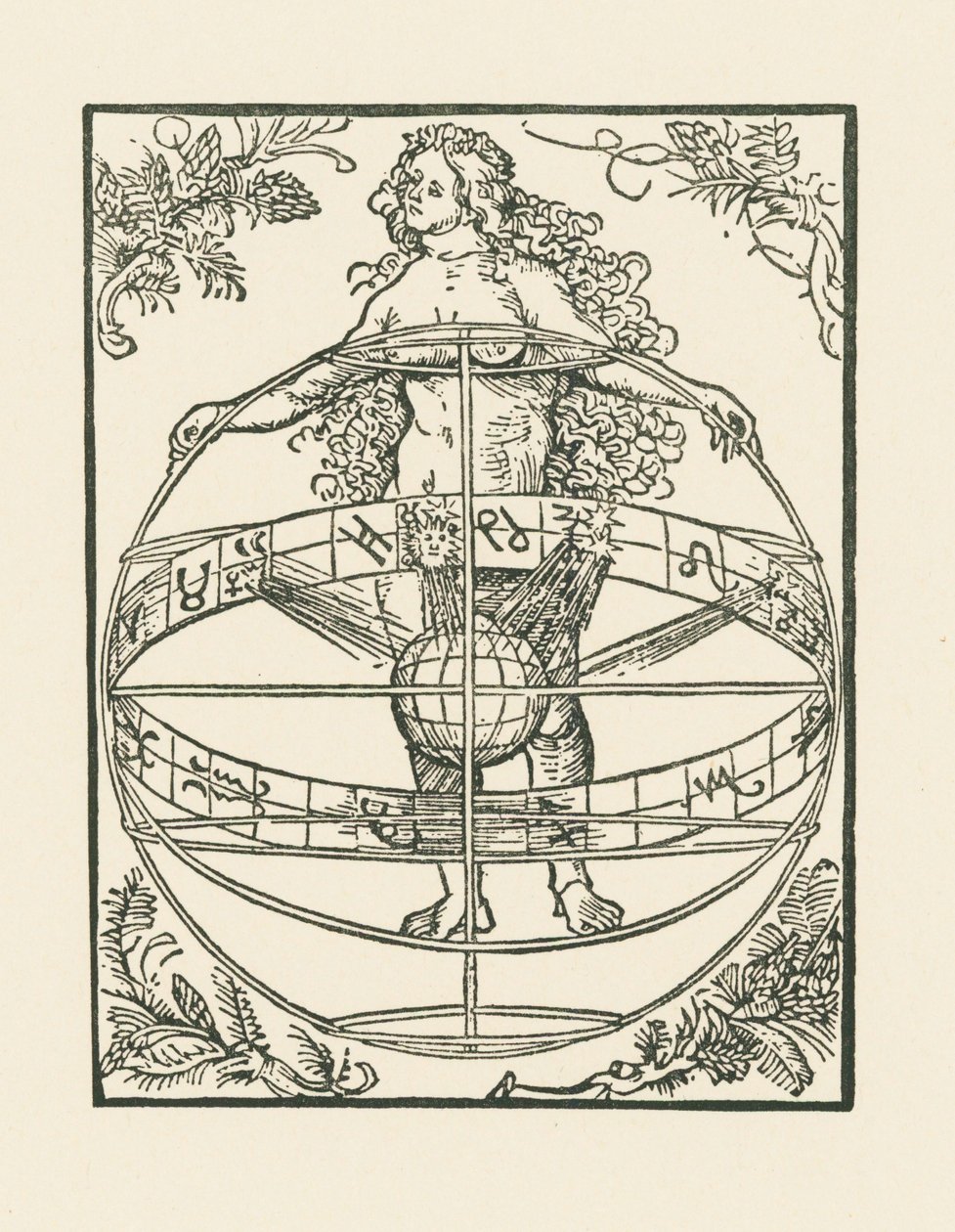 Naakte vrouw met de dierenriem, c.1502-03 (houtsnede) door Albrecht Dürer or Duerer
