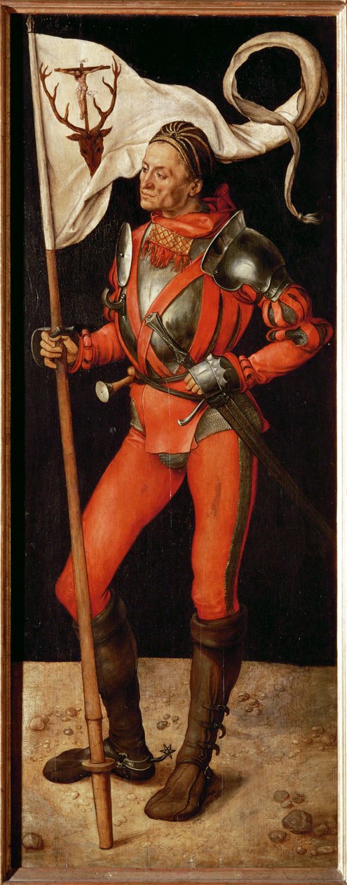 Rechtervleugel van de Paumgartner-Altar: St. Eustatius (schilderij op kalkhout) door Albrecht Dürer or Duerer