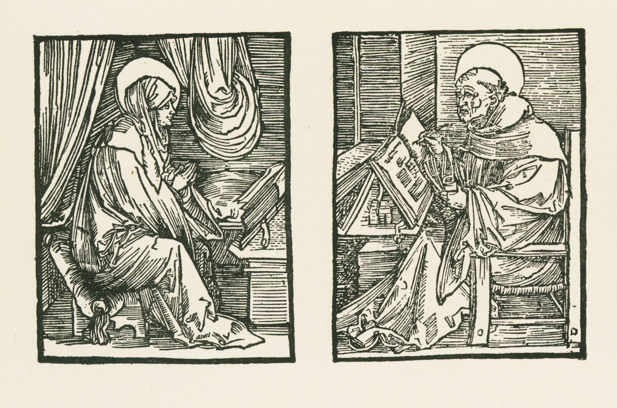 Sint Birgitta en Petrus van Almastra door Albrecht Dürer or Duerer