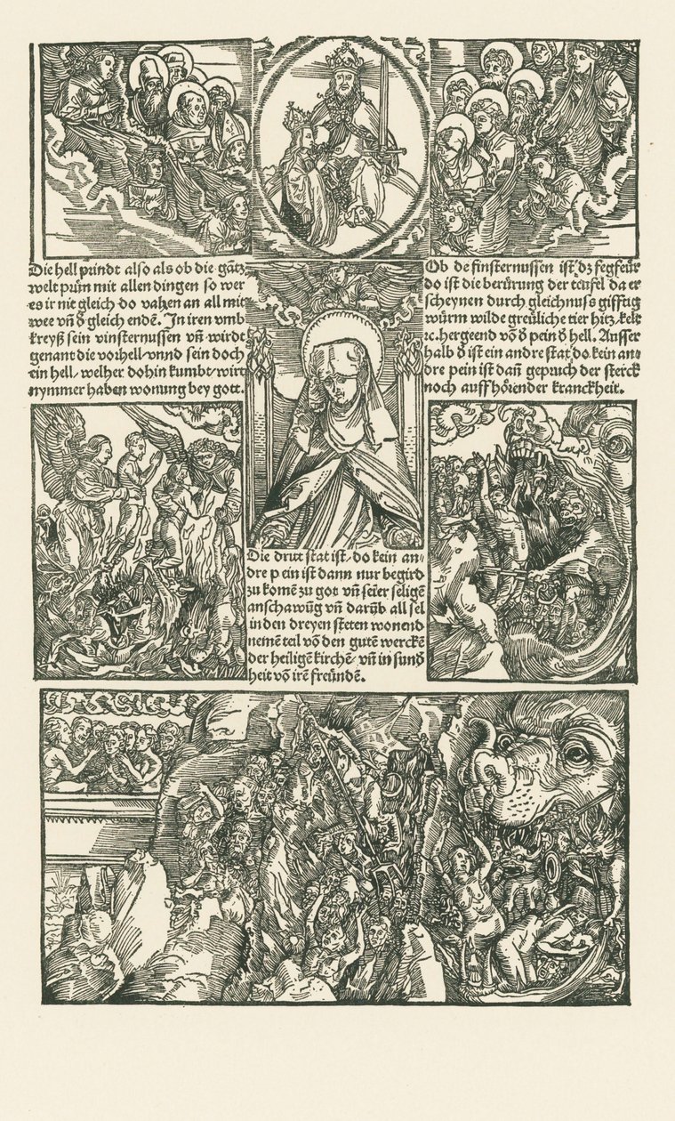Heilige Birgitta en de Maagd op voorspraak voor de verdoemden door Albrecht Dürer or Duerer