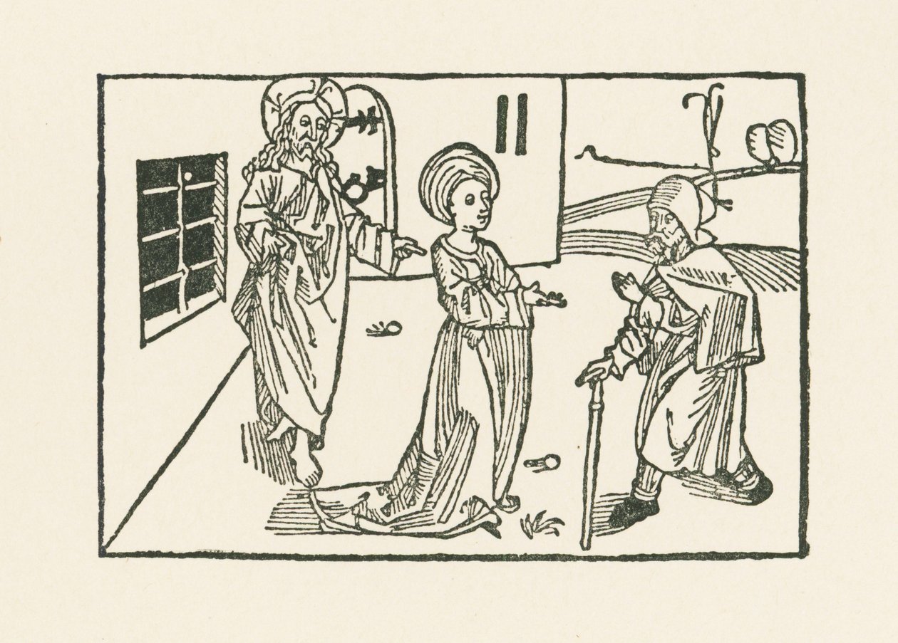Tweede werk van Barmhartigheid: ontvangst van de pelgrim in zijn huis door Albrecht Dürer or Duerer