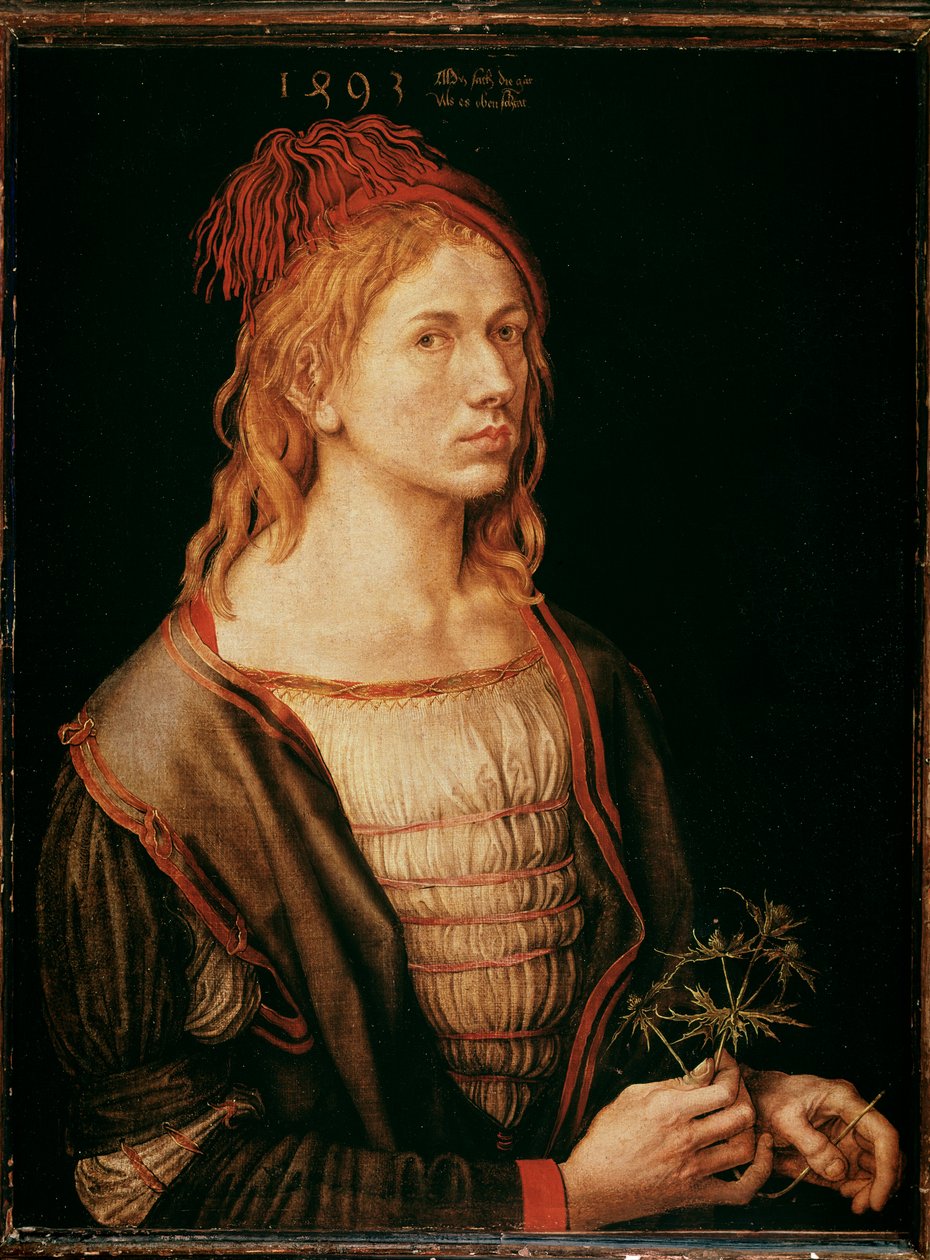 Zelfportret met een distel door Albrecht Dürer