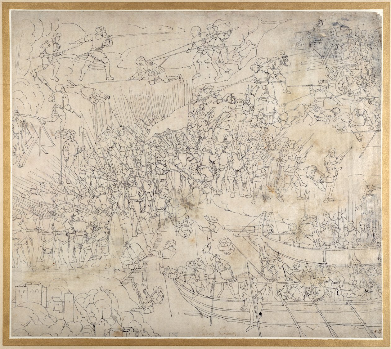 De aanval bij Rorschach aan het Bodenmeer, c.1500 door Albrecht Dürer
