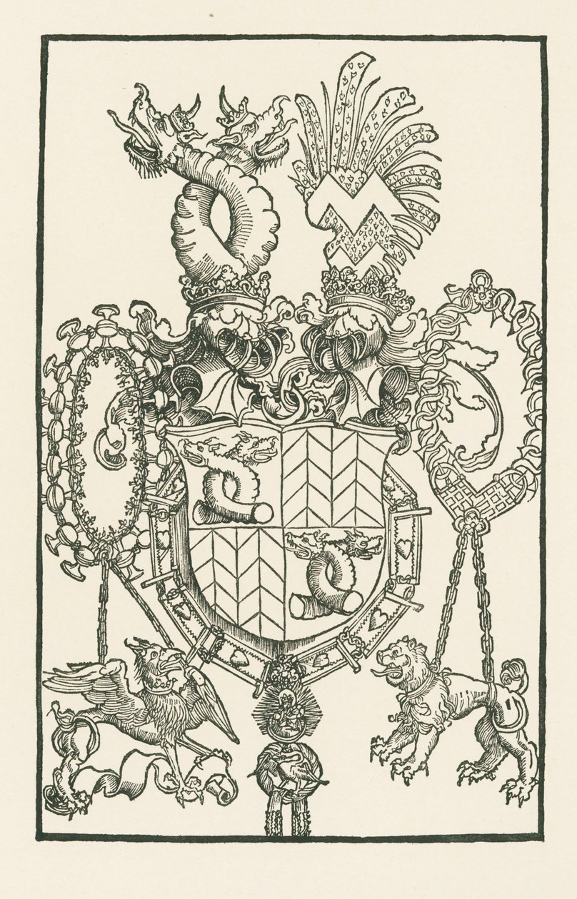 Het wapenschild van Florian Waldauf von Waldenstein door Albrecht Dürer or Duerer