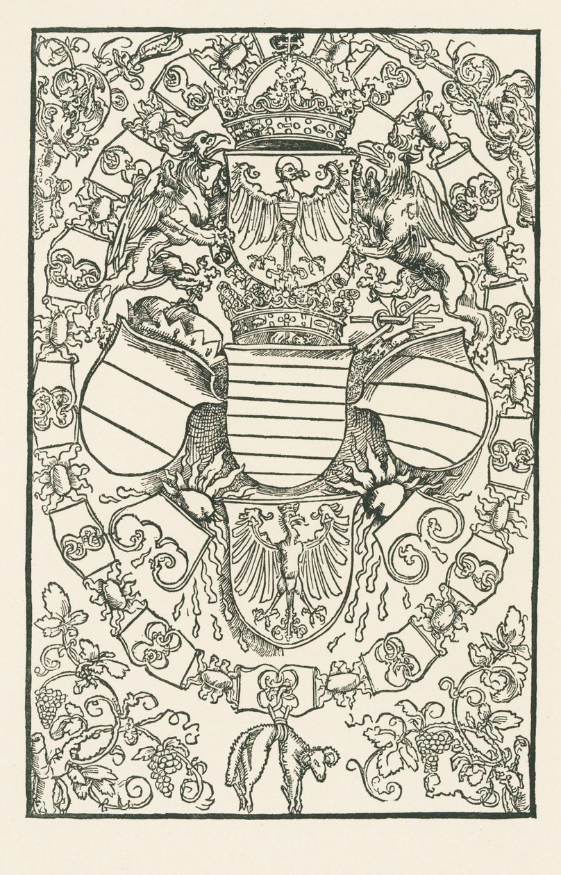 Het wapenschild van Maximiliaan I, als koning van de Romeinen door Albrecht Dürer or Duerer
