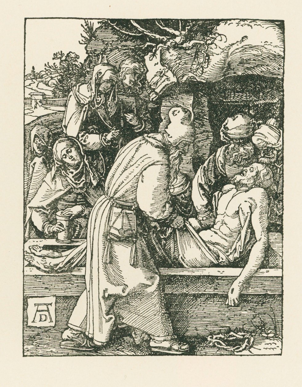 De graflegging, ca 1509-10 (houtsnede) door Albrecht Dürer or Duerer