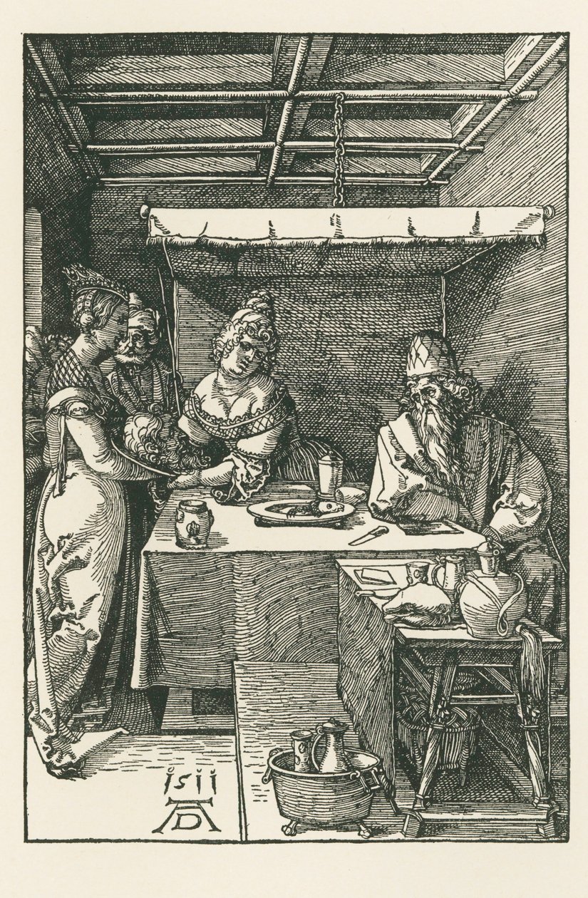 Het hoofd van Johannes de Doper wordt naar Herodes gebracht door Albrecht Dürer or Duerer