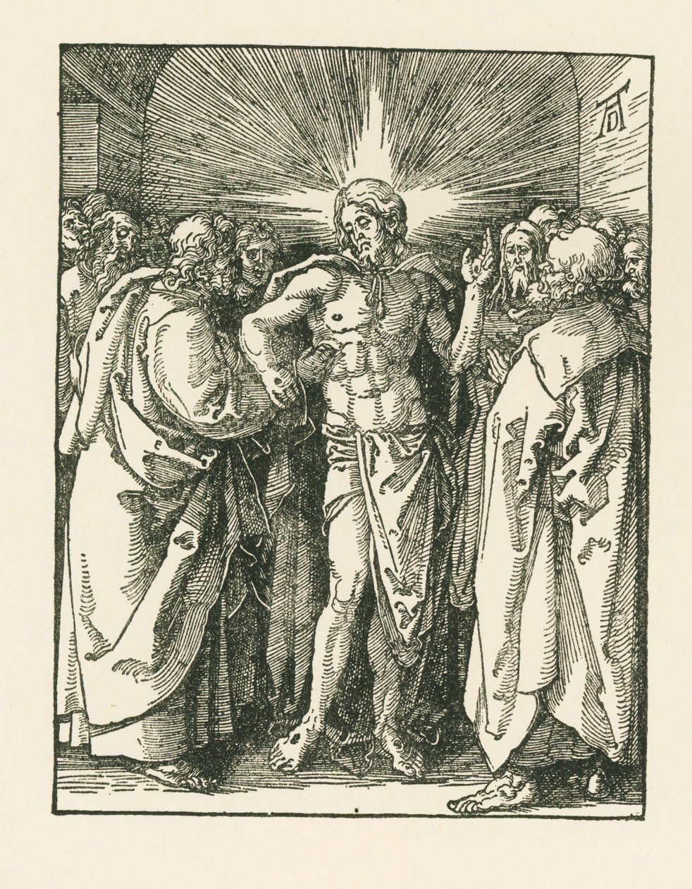 De ongeloofwaardigheid van de heilige Thomas, ca. 1510-10 (houtsnede) door Albrecht Dürer or Duerer