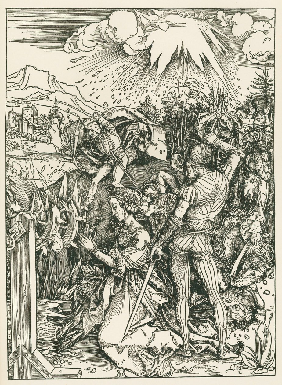Het martelaarschap van de heilige Catharina van Alexandrië, ca. 1498 (houtsnede) door Albrecht Dürer or Duerer