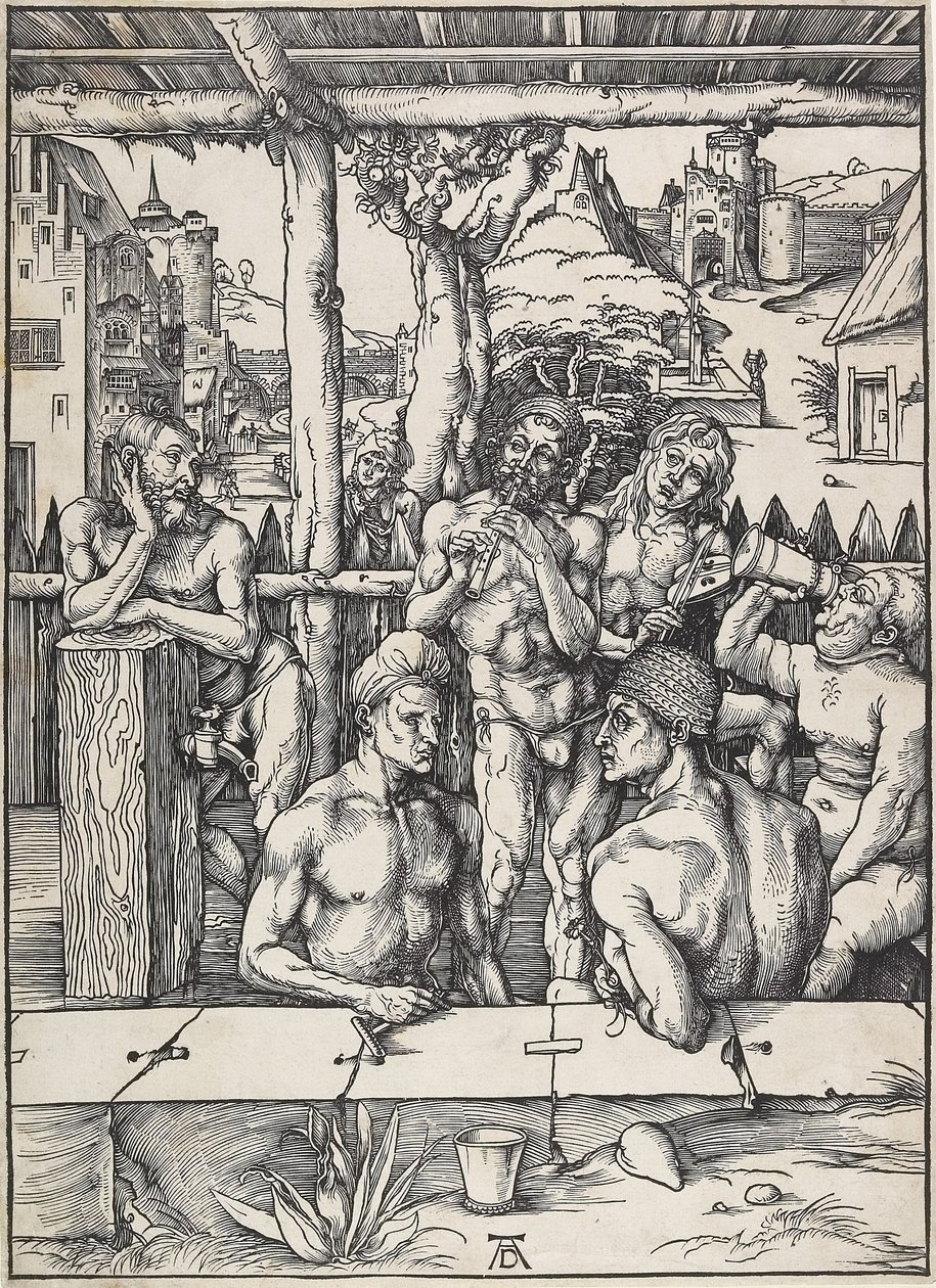 Het mannenbad, ca. 1496-1497 door Albrecht Dürer