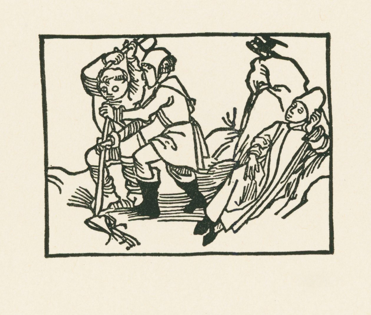 De Priester ligt in de weide, een raaf kwaakt op een holle steen, c.1489-90 (houtsnede) door Albrecht Dürer or Duerer