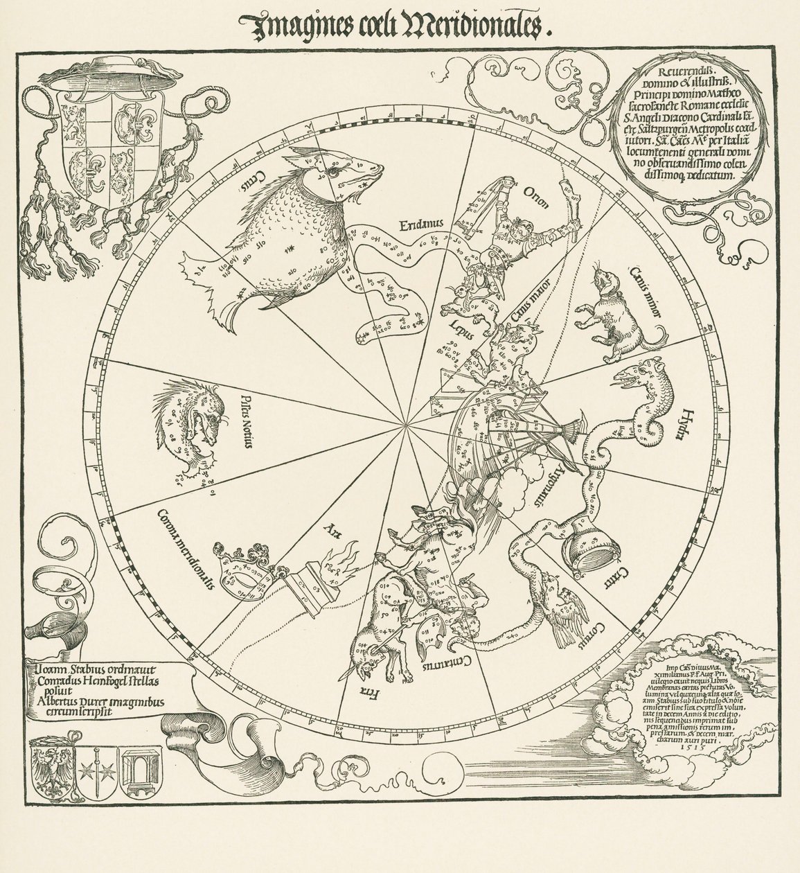 Het zuidelijk halfrond van de Celestrale bol door Albrecht Dürer or Duerer