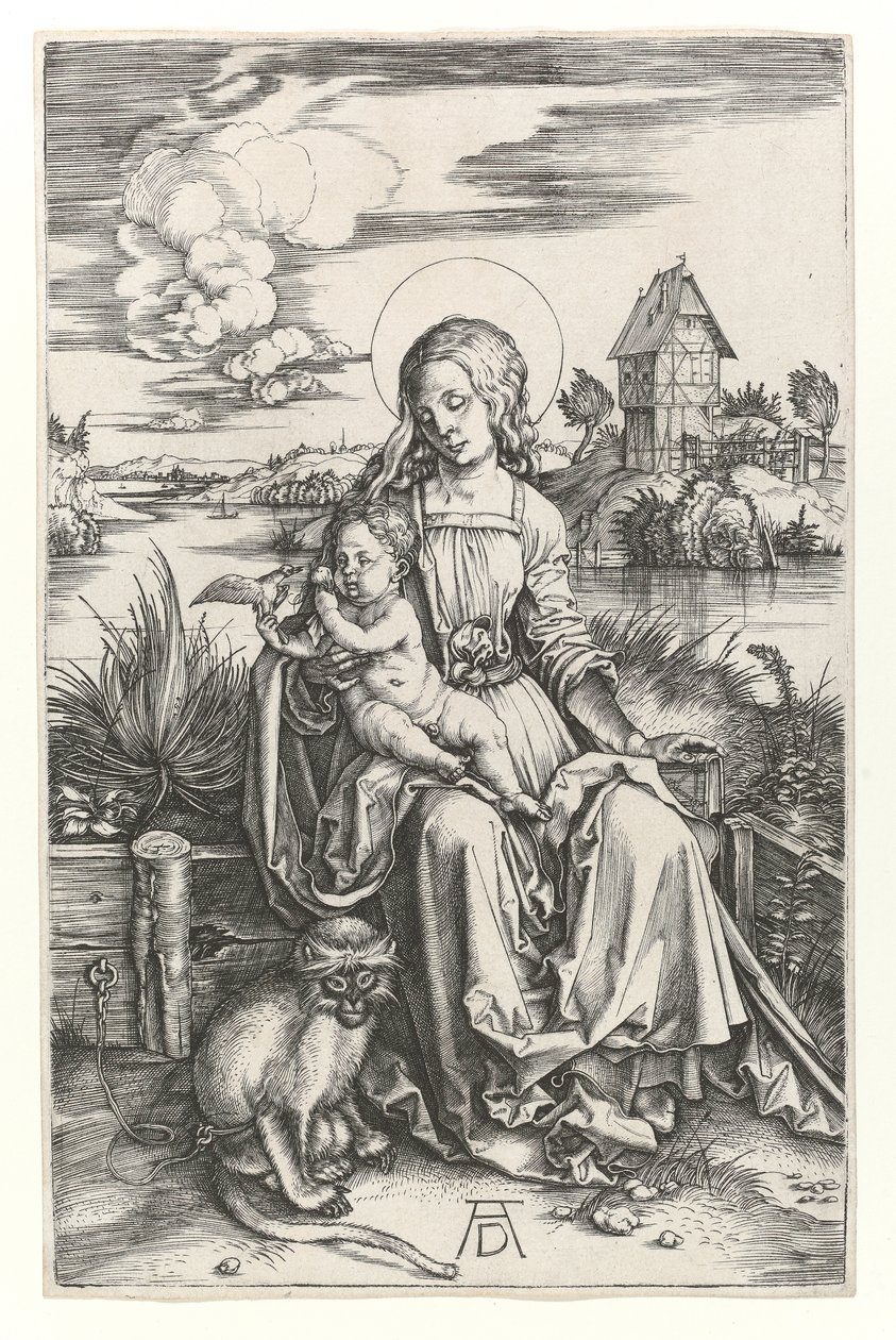 De Maagd met de aap, c.1498 door Albrecht Dürer
