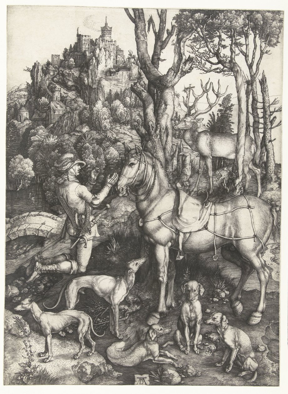 Het visioen van St. Eustachius door Albrecht Dürer or Duerer