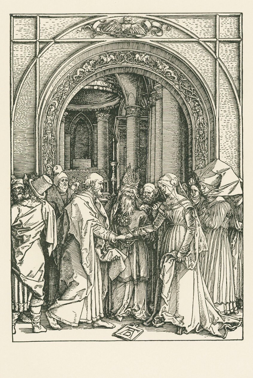 Het huwelijk van de Maagd, c.1504 (houtsnede) door Albrecht Dürer or Duerer
