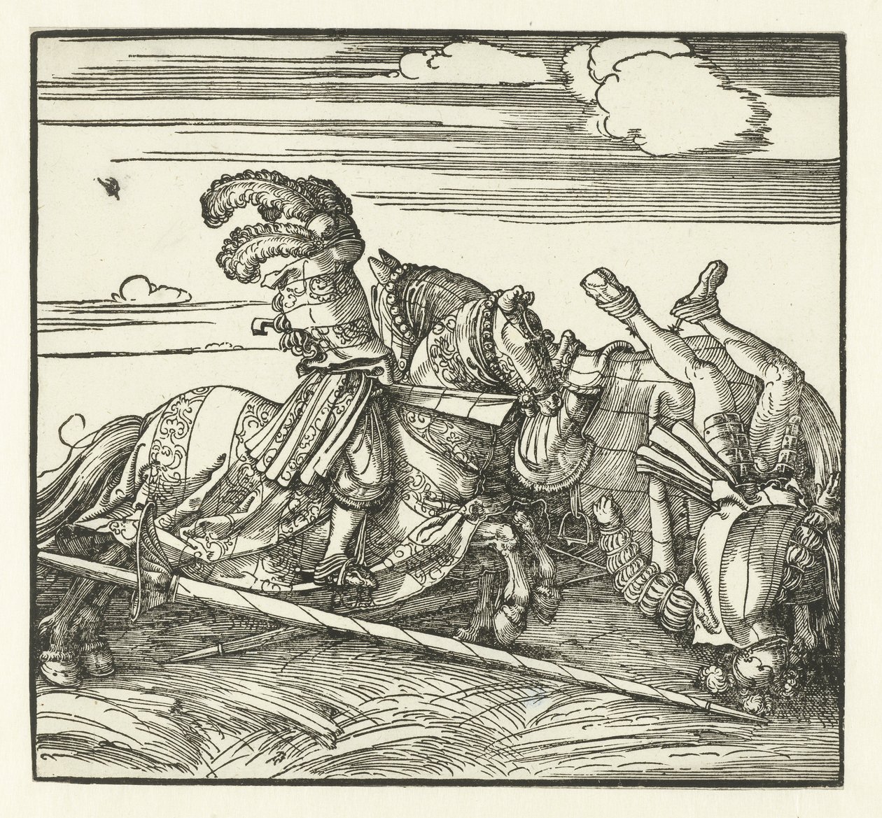 Twee ruiters vechtend te paard door Albrecht Dürer or Duerer