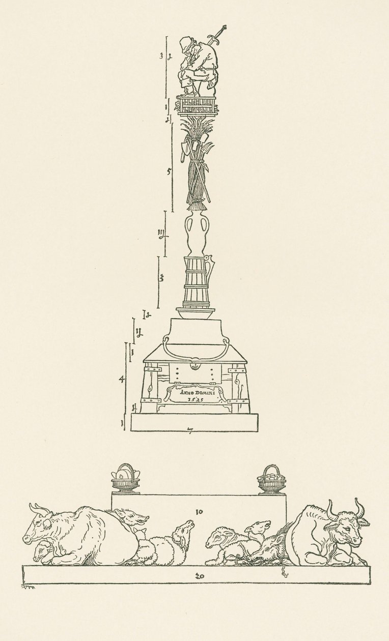 Overwinningscolonne voor de onderwerping van opstandige boeren door Albrecht Dürer or Duerer