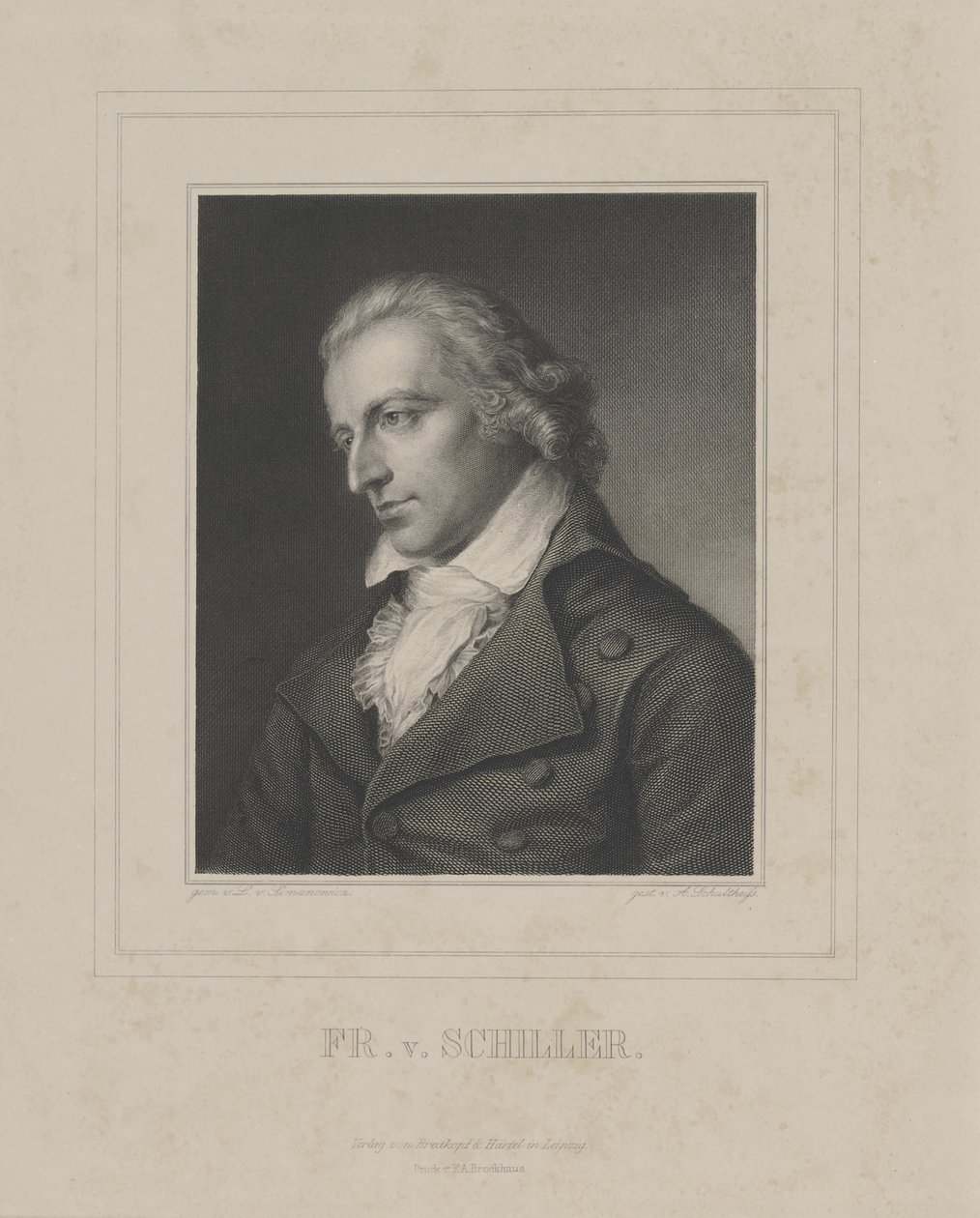Portret van Friedrich von Schiller door Albrecht Fürchtegott Schultheiss
