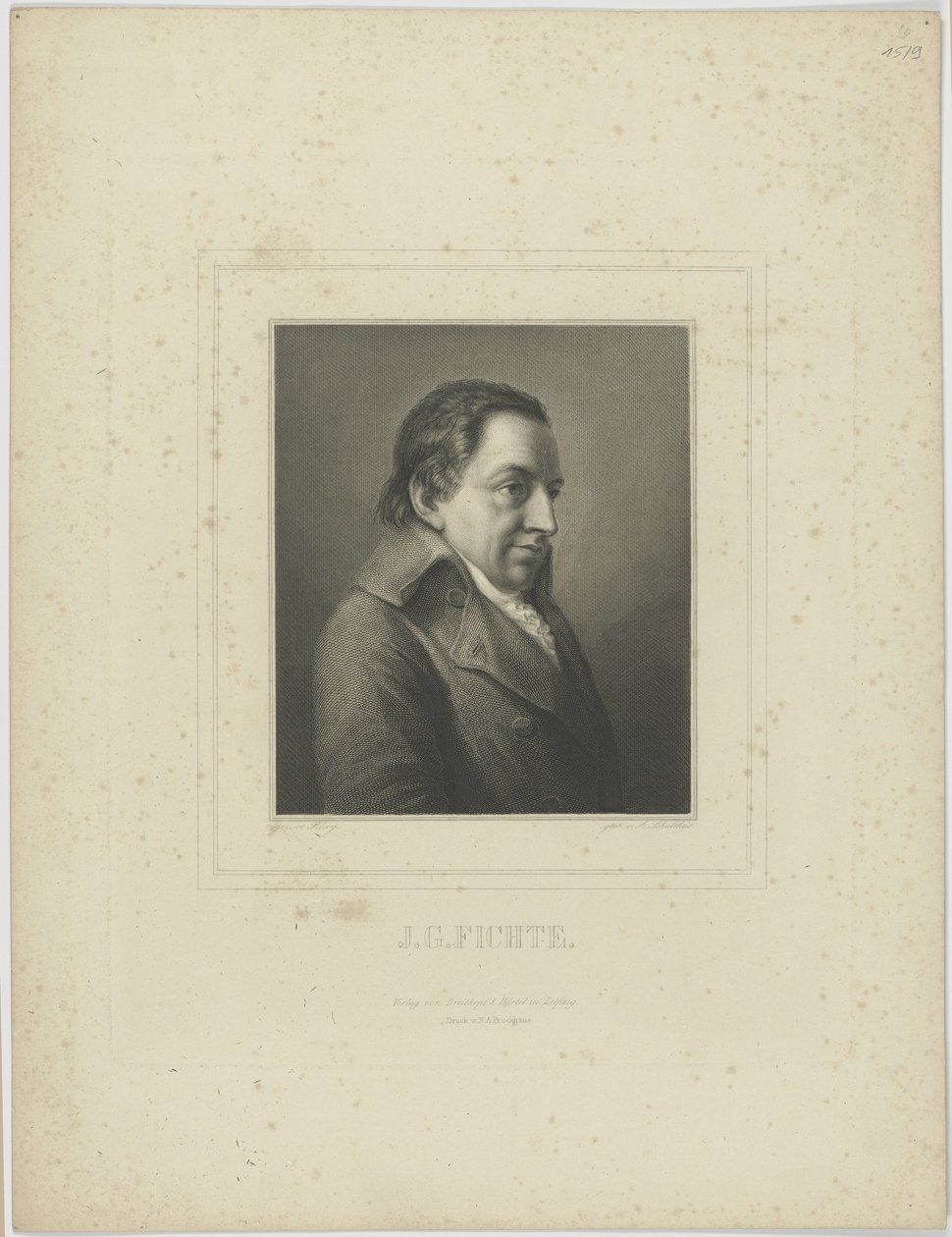 Portret van Johann Gottlieb Fichte 1762-1814 door Albrecht Fürchtegott Schultheiss