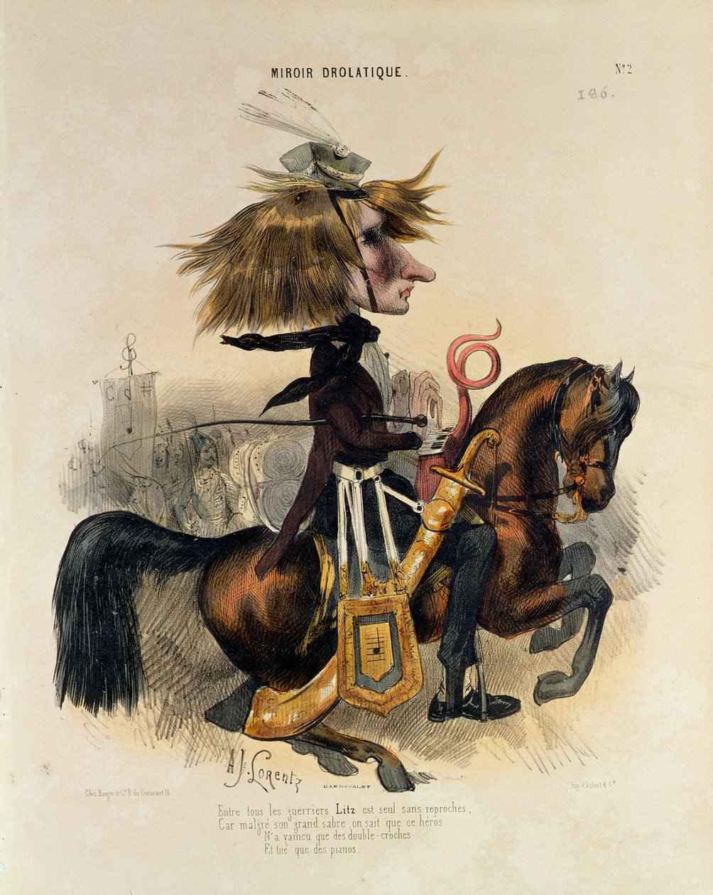 Karikatuur van Franz Liszt door Alcide Joseph Lorentz