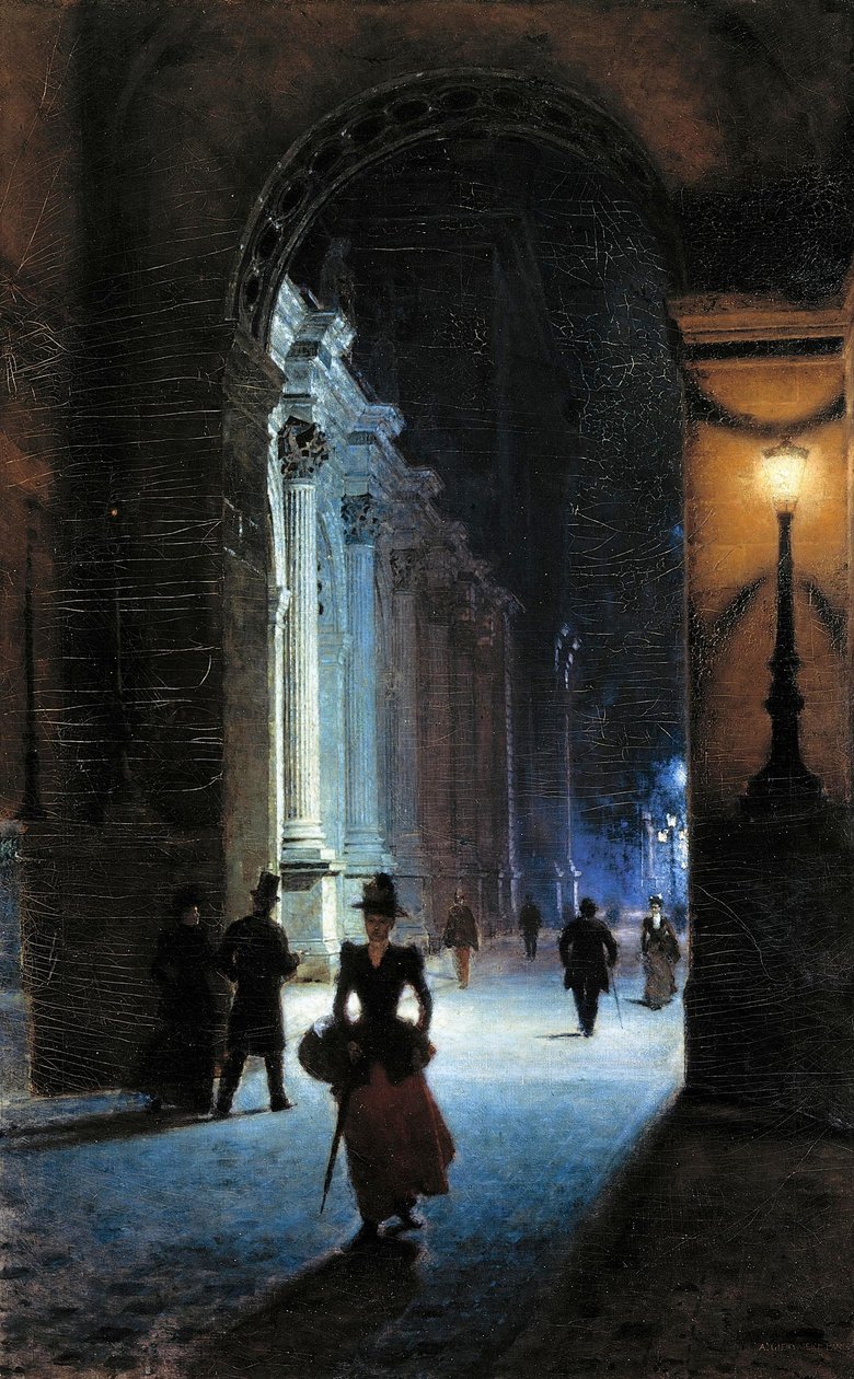 Louvre bij nacht door Aleksander Gierymski