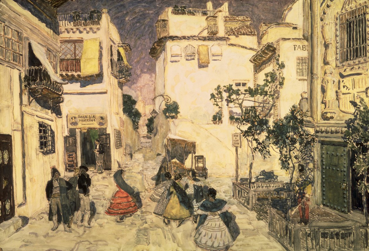 Een straat in Sevilla, schets voor het decor van Bizet