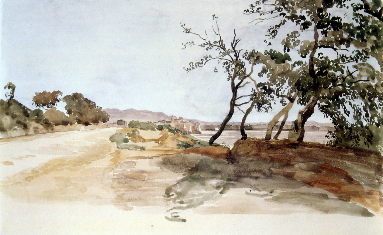 Italiaans platteland, aquarel door Alexander Ivanov (1806-1858) door Aleksandr Andreevich Ivanov