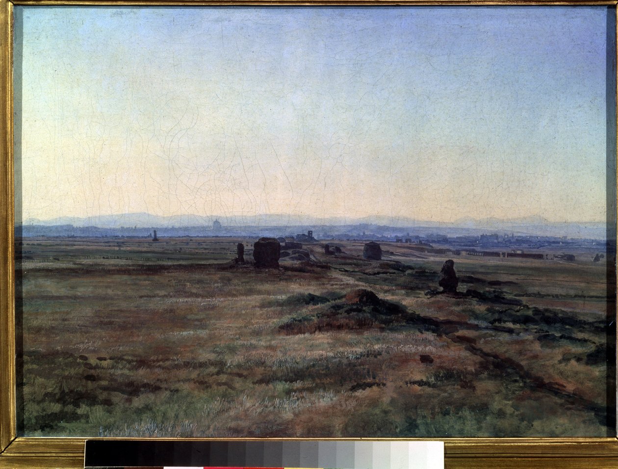 Uitzicht op de Via Appia bij zonsondergang door Aleksandr Andreevich Ivanov
