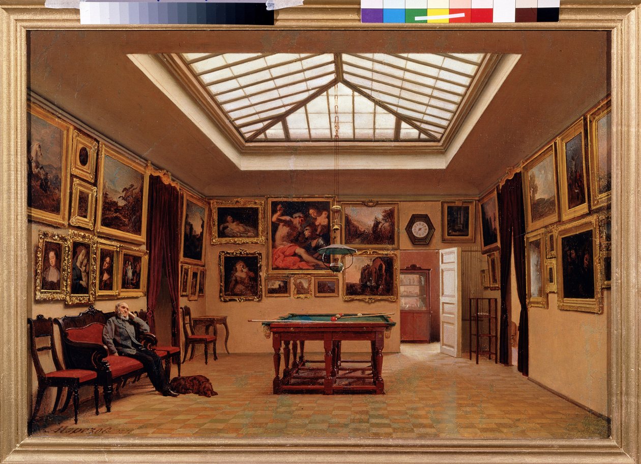 In een biljartzaal door Aleksandr Ivanovich Morozov