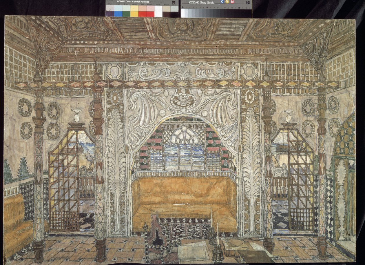 Decorontwerp voor het toneelstuk Othello van William Shakespeare door Aleksandr Jakovlevic Golovin