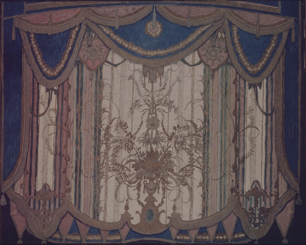 Ontwerp van gordijn voor het toneelstuk Het Masker door M. Lermontov, 1917 door Aleksandr Jakovlevic Golovin