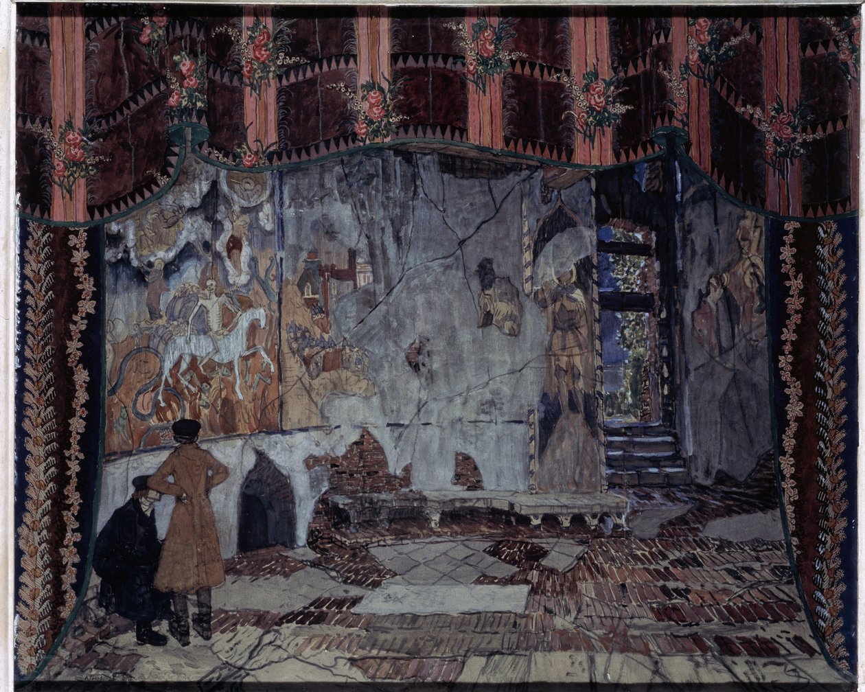 Decorontwerp voor het toneelstuk De Storm van A. Ostrovsky door Aleksandr Jakovlevic Golovin